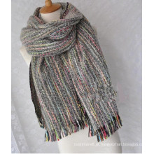 A caxemira das mulheres gosta do lenço pesado feito malha boêmio do xaile da impressão da onda do inverno (SP302)